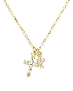 Moon & Meadow 14k Yellow Gold Diamond Double Cross Pendant Necklace, 18 - 100% Exclusive