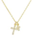 Moon & Meadow 14k Yellow Gold Diamond Double Cross Pendant Necklace, 18 - 100% Exclusive