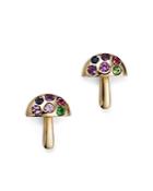 Moon & Meadow 14k Yellow Gold Multi Stone Mushroom Stud Earrings - 100% Exclusive