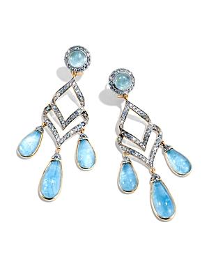 John Hardy 18k Yellow Gold Cinta Collection One-of-a-kind Aquamarine Modern Chain Earrings With Light Blue Sapphire, Swiss Blue Topaz & Diamond - 100% Exclusive