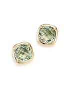 Green Quartz Square Stud Earrings In 14k Yellow Gold - 100% Exclusive