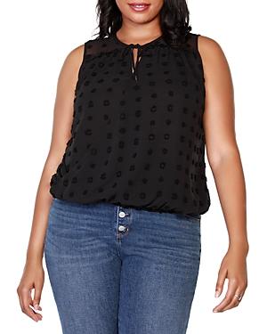 Belldini Plus Sleeveless Clip Dot Wrap Front Top