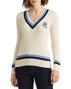 Lauren Ralph Lauren Embroidered Cable Knit Sweater