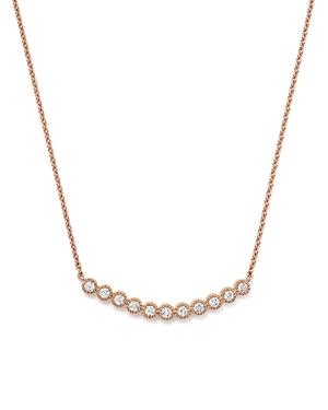 Diamond Curved Milgrain Bezel Pendant Necklace In 14k Rose Gold, .25 Ct. T.w. - 100% Exclusive