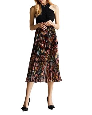 Ted Baker Aquila Cross Front Pleated Knit Bodice Dress
