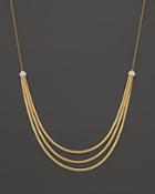 Marco Bicego 18k Yellow Gold Cairo Three Strand Necklace With Diamonds, 16.5