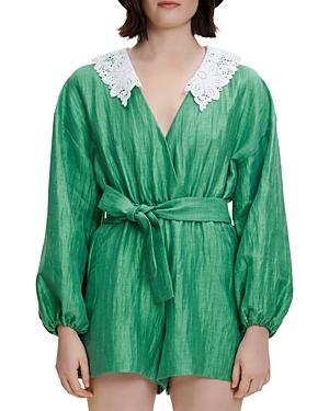 Maje Ifeuille Lace Collar Romper