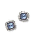Judith Ripka Sterling Silver Rapture Doublet Stud Earrings With London Blue Spinel And Mother-of-pearl