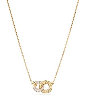 David Yurman Belmont Extra Small Double Curb Link Necklace With Diamonds In 18k Gold