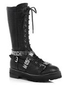 Moschino Lu Logo Buckle Lace Up Boots