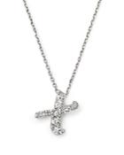 Diamond Initial X Pendant Necklace In 14k White Gold, .11 Ct. T.w.