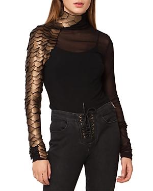 Gracia Metallic Paillette Sleeve Mesh Top (45% Off) - Comparable Value $82