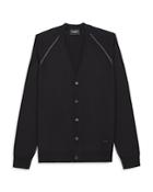 The Kooples Wool Leather Piped Button Cardigan