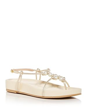 Stuart Weitzman Women's Pearl Knot Demi Wedge Thong Sandals