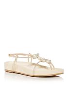 Stuart Weitzman Women's Pearl Knot Demi Wedge Thong Sandals