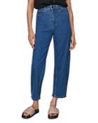 Whistles High Waist Straight Leg Barrel Jeans In Denim