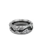 David Yurman Sterling Silver Waves Band Ring With Forged Carbon