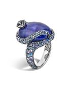 John Hardy Sterling Silver Legends Cobra Oval Tanzanite Ring With Tanzanite, Blue Sapphire And Diamonds