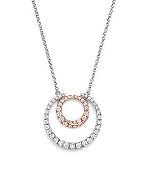 Bloomingdale's Diamond Double Circle Pendant Necklace In 14k Rose & White Gold, 0.50 Ct. T.w. - 100% Exclusive