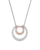 Bloomingdale's Diamond Double Circle Pendant Necklace In 14k Rose & White Gold, 0.50 Ct. T.w. - 100% Exclusive