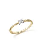 Diamond Cluster Beaded Band In 14k Yellow Gold, .10 Ct. T.w.