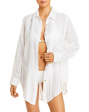 Solid & Striped The Pleated Oxford Tunic Swim Cover-up