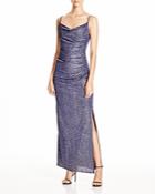 Laundry By Shelli Segal Metallic Ruched Gown