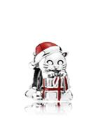 Pandora Charm - Sterling Silver & Enamel Christmas Kitten