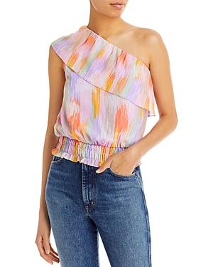 Aqua Abstract Print One Shoulder Top - 100% Exclusive