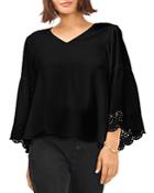 Vince Camuto Embellished Sleeve V Neck Blouse