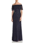 Adrianna Papell Off-the-shoulder Embellished Gown