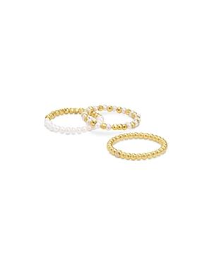 Kendra Scott Mollie Cultured Freshwater Pearl And Bead Stack Rings, Set Of 3