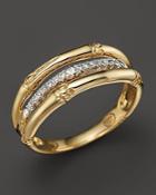 John Hardy Bamboo 18k Yellow Gold Diamond Pave Ring