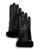 Ugg Shorty Shearling-cuff Leather Tech Gloves