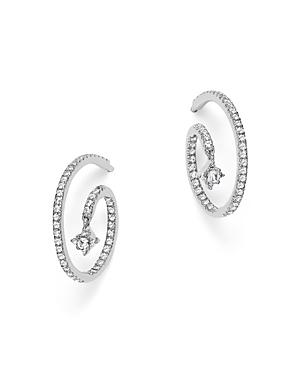 Diamond Swirl Earrings In 14k White Gold, .35 Ct. T.w.