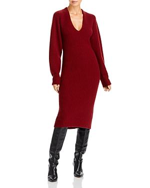 Vince Ribbed V Neck Dress