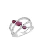 Bloomingdale's Ruby & Diamond Crossover Ring In 14k White Gold - 100% Exclusive