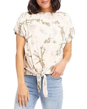 Karen Kane Tie Dyed Boat Neck Tie Front Top