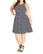 City Chic Plus Nautical Striped Fit-and-flare Dress