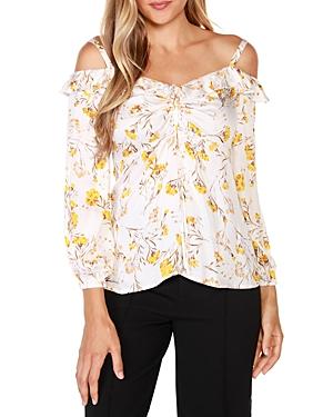 Belldini Floral Cold Shoulder Ruffle Top