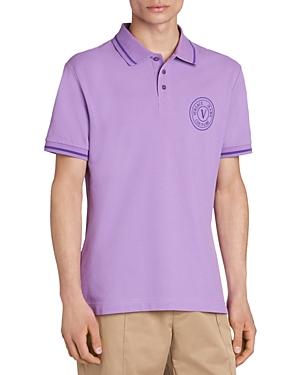 Versace Jeans Couture Cotton Pique Tipped Logo Print Polo Shirt