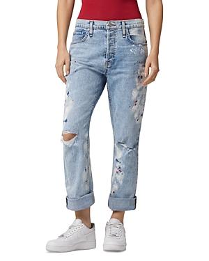 Hudson Thalia Distressed Straight Leg Ankle Jeans In Pigment Explosion