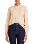 Faherty Willa Organic Cotton Ruffled Pintucked Blouse