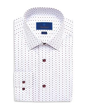 David Donahue Cotton Mini Medallion Print Trim Fit Dress Shirt