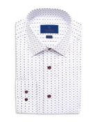 David Donahue Cotton Mini Medallion Print Trim Fit Dress Shirt