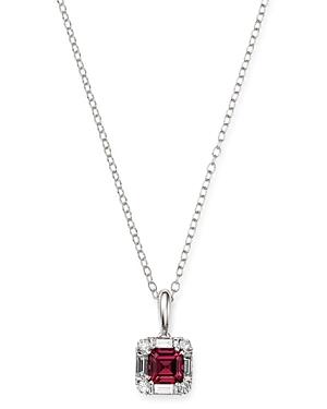 Bloomingdale's Rhodolite Garnet & Diamond Square Pendant Necklace In 14k White Gold, 17 - 100% Exclusive