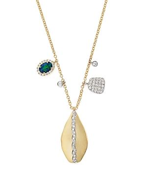 Meira T 14k Yellow & White Gold Teardrop Pendant Necklace With Opal And Diamonds, 16