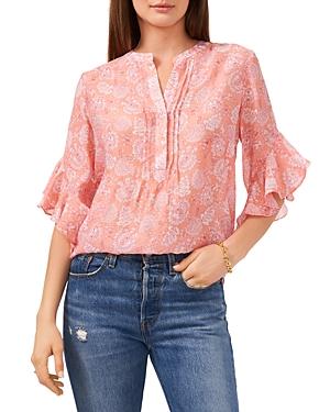 Vince Camuto Printed Ruffled Sleeve Top