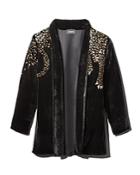 The Kooples Embellished Velvet Leopard-motif Kimono Jacket