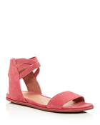 Gentle Souls Women's Lark-may Perforated Suede Ankle Strap Demi Wedge Sandals